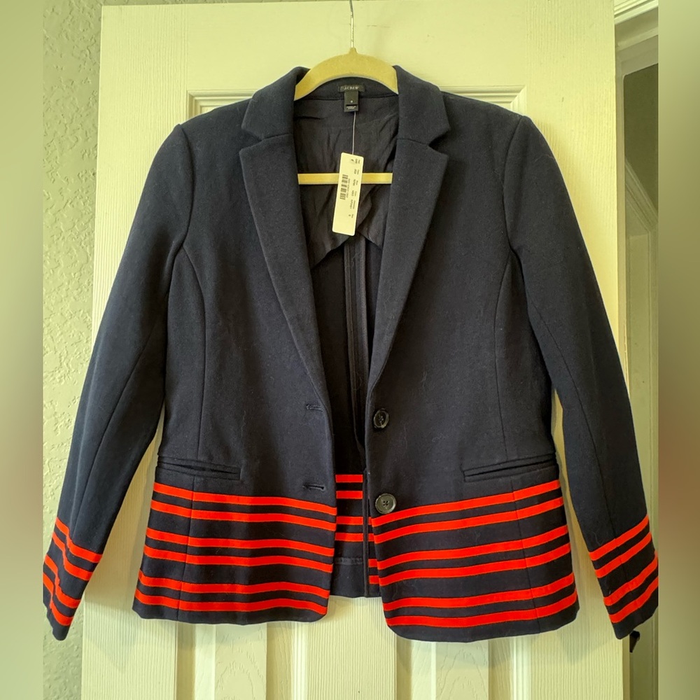NEW WITH TAGS J.Crew Maritime Navy and Red/Orange  Blazer- Size Small